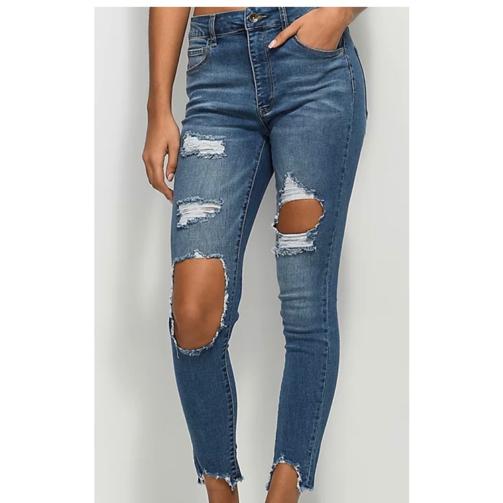 Medium Wash distressed Jeggings